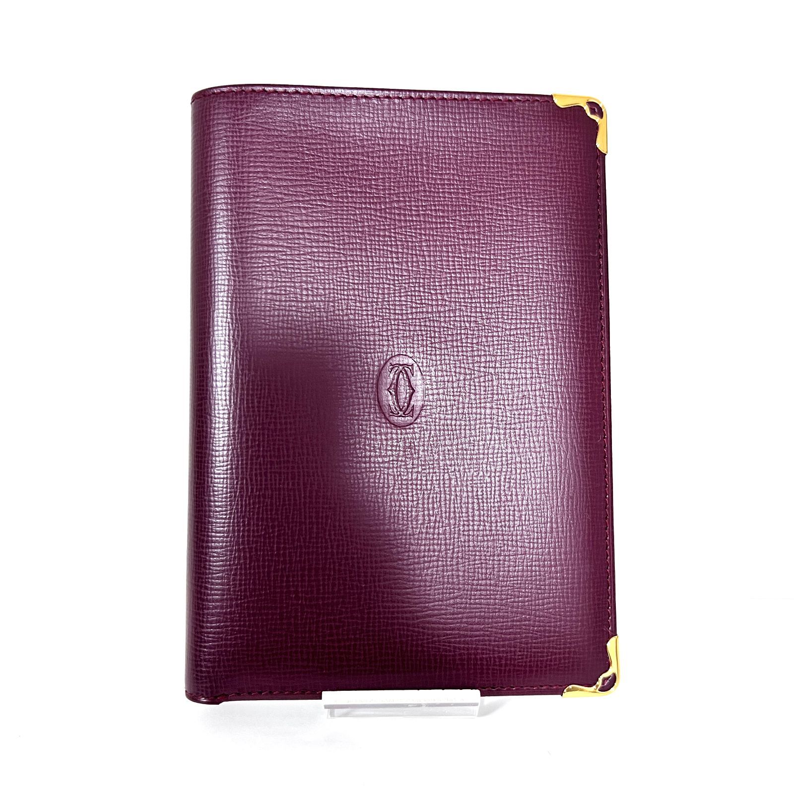 SD 3974 Cartier カルティエ マストライン レザー ボルドー 二つ折り財布 札入れ カードケース カードホルダー付き ミディアムウォレット