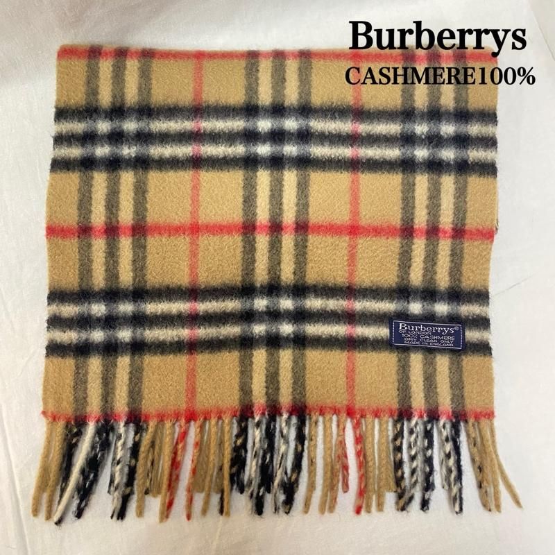 バーバリー cashmere100% フリンジマフラー ノバチェック バーバリー