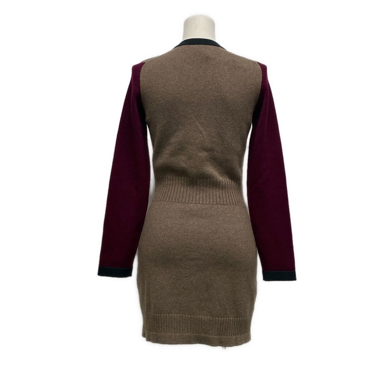 CHANEL シャネル カーディガン サイズ34 S レディース P 42029 ブラウン×ダークグリーン×ボルドー ロング丈|ターンロック カシミヤ