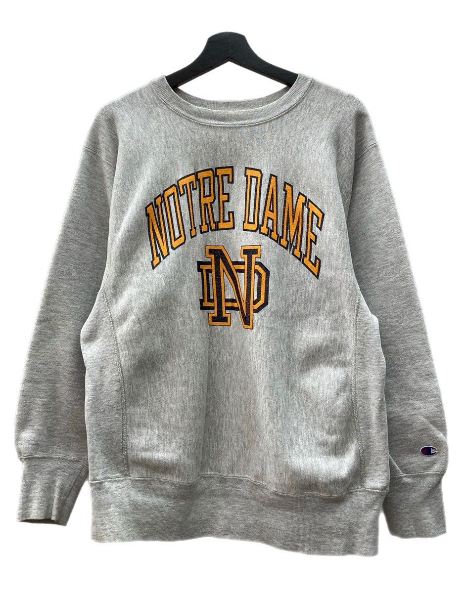 チャンピオン Champion 90s 90年代 刺繍タグ REVERSE WEAVE リバースウィーブ USA製 NOTRE DAMEアーチ カレッジ 灰色 スウェット プリント グレー Lサイズ 104MT-2280