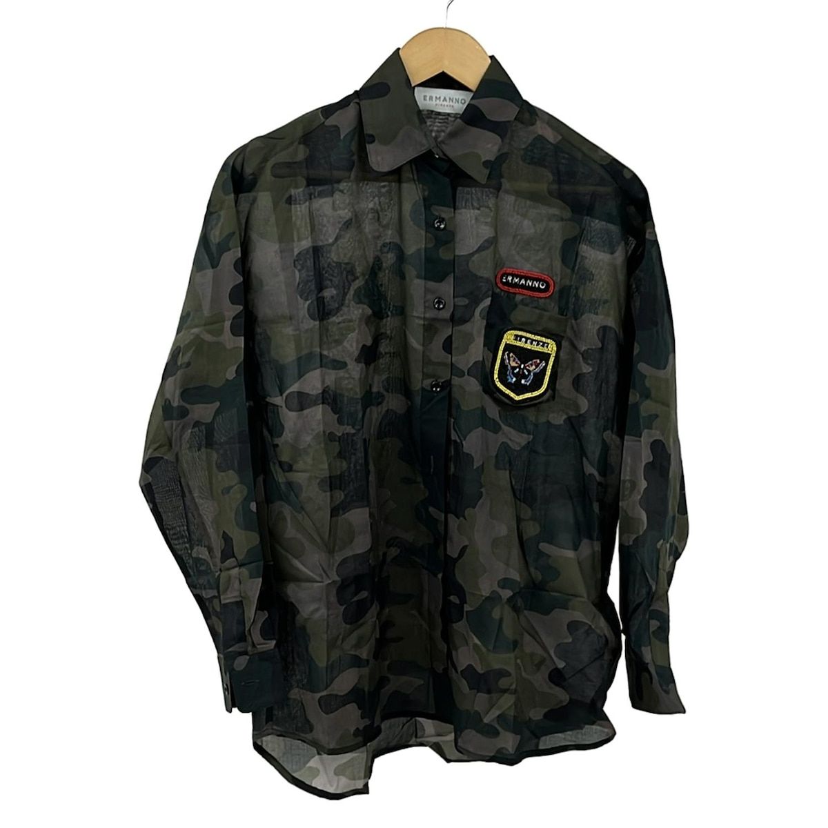 ERMANNO エルマノシェルビーノ 長袖シャツブラウス サイズ36 S レディース ダークグレー ダークグリーン マルチ