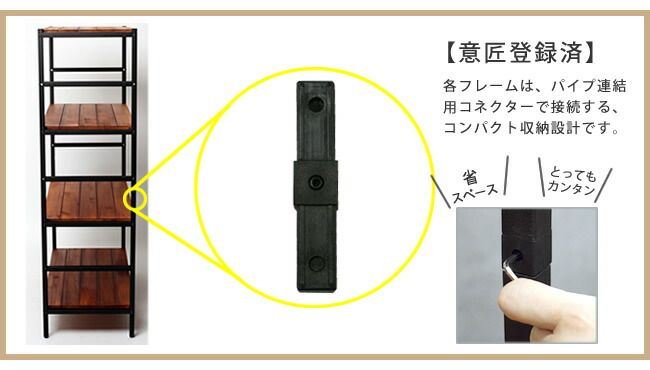 住まいスタイル 木製 アイアン ラック シェルフ ブリック brick ラックシリーズ4段 40 135 PRU 4040135 天然木 簡単組立 モダン アンティーク カフェ 収納 ウッドラック 幅40 cm 奥行40 小型ボックス 本棚 本収納 