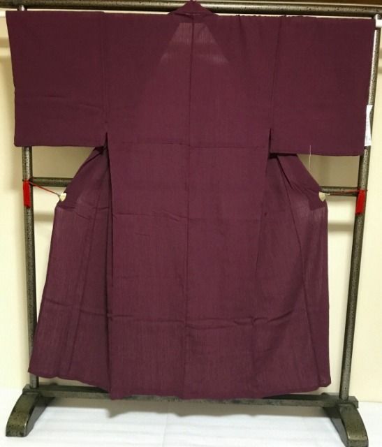 単衣 単衣の着物 浴衣 男物 綿 楊柳 エンジ色 臙脂色の無地 裄70 Mサイズ 木綿 仕立て上がり 花火大会 夕涼み 夏祭り 盆踊り ゆかた