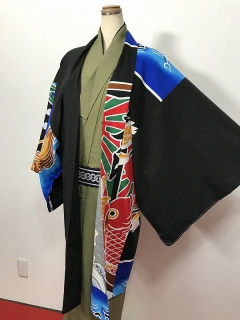 2 Lサイズ 男物 綿 羽織 大漁旗模様 福服特製 着物羽織り メンズ 和装コート 着物用コート 着物コート 着物羽織 和装 アウター 普段着 和服羽織り おしゃれ 羽織り はおりもの 和服 おでかけ