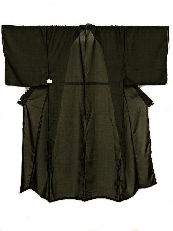 単衣 単衣の着物 浴衣 男物 化繊 こげ茶色地に格子模様 裄71 5 Lサイズ 吸湿速乾 木綿 仕立て上がり 花火大会 夕涼み 夏祭り 盆踊り ゆかた