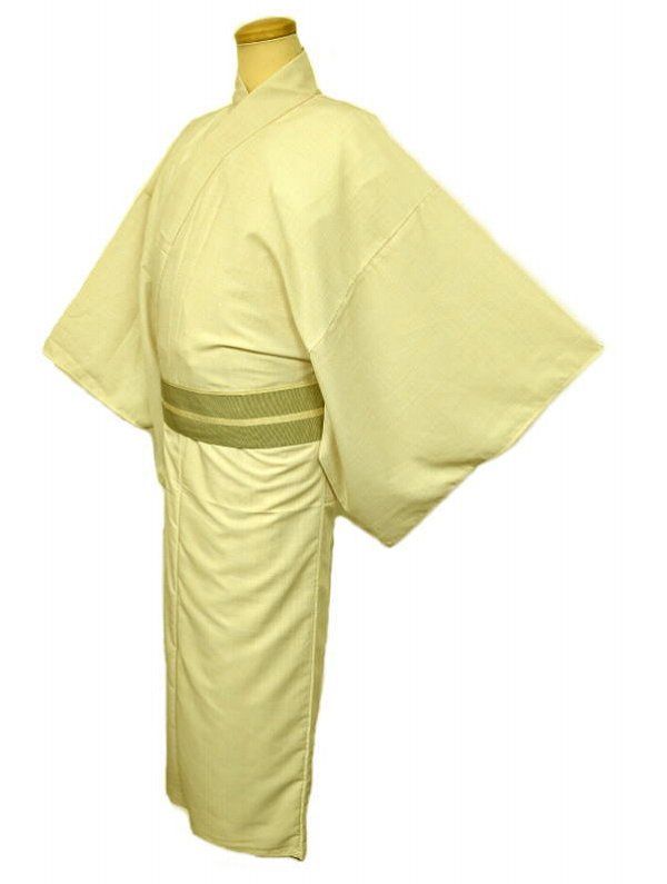 単衣 単衣の着物 浴衣 男物 化繊 クリーム色地に格子模様 裄70 Mサイズ 吸湿速乾 木綿 仕立て上がり 花火大会 夕涼み 夏祭り 盆踊り ゆかた