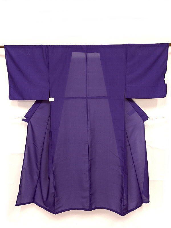 単衣 単衣の着物 浴衣 男物 化繊 青紫色地に格子模様 裄70 Mサイズ 吸湿速乾 防シワ ポリエステルゆかた