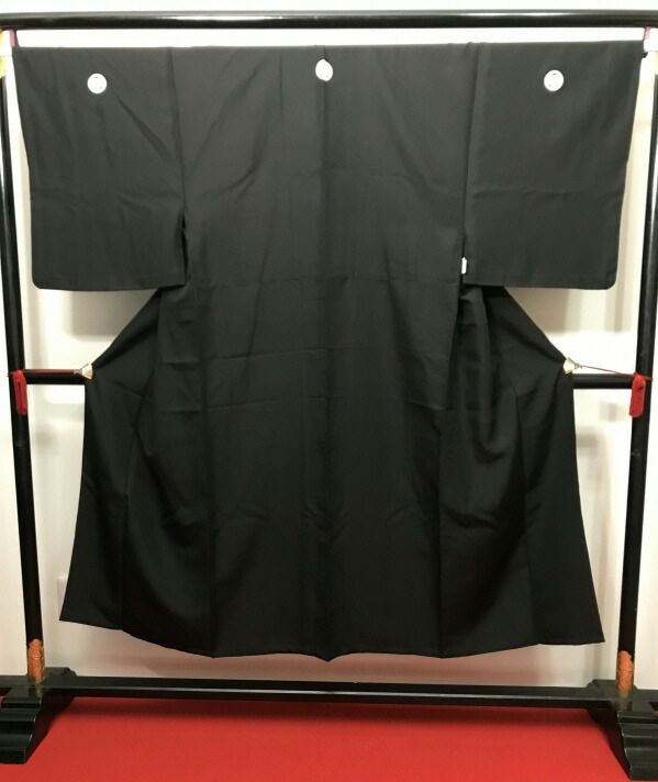 Sサイズ 男物 紋付着物 正絹 五つ紋付 黒羽二重 単衣着物