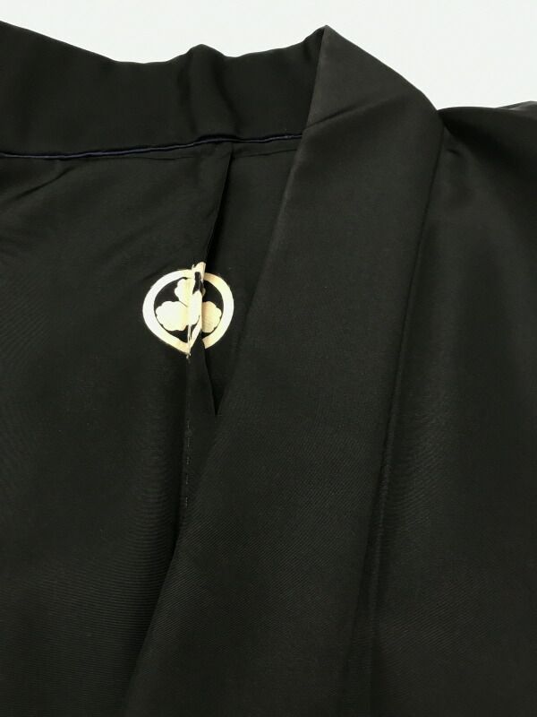 Sサイズ 男物 紋付着物 正絹 五つ紋付 黒羽二重 単衣着物