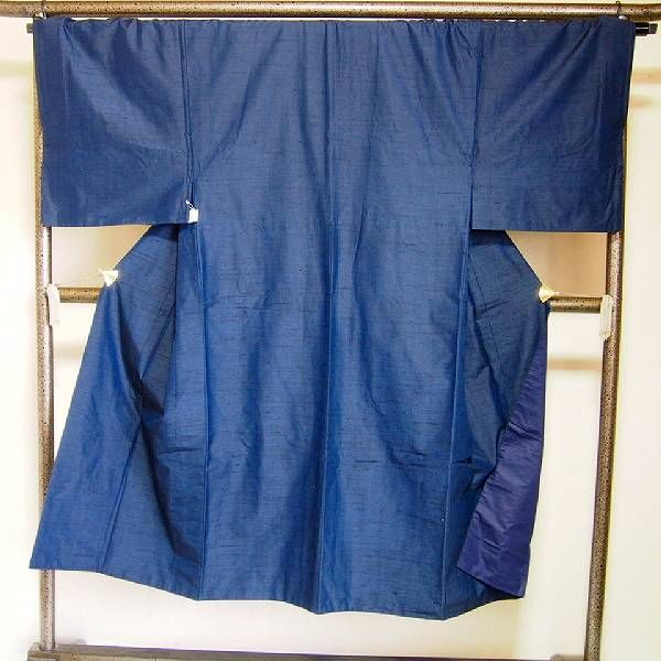 特選 紬アンサンブル 男物 正絹 濃紺の髭紬 着物羽織セット 裄69 SS〜Sサイズ リサイクル メンズ