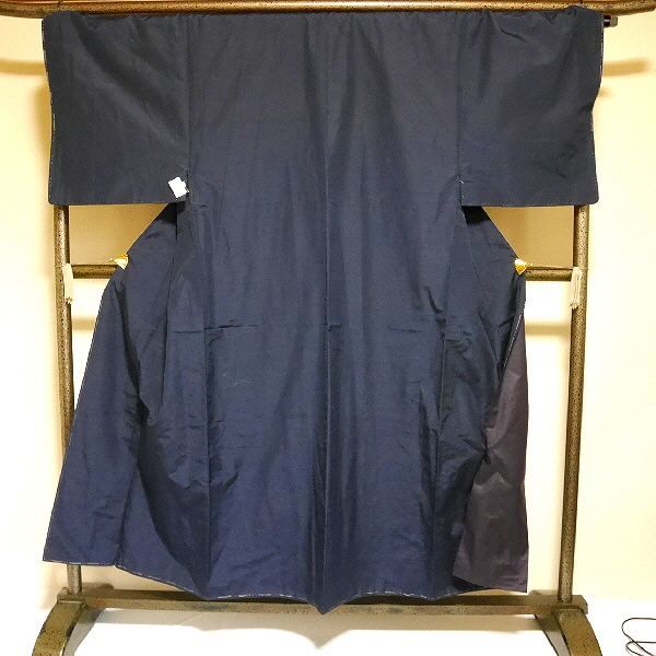 特選 ♥品 紬アンサンブル 男物 正絹 フシ感のある濃紺 着物羽織セット 裄70 M〜Lサイズ リサイクル 身幅広め