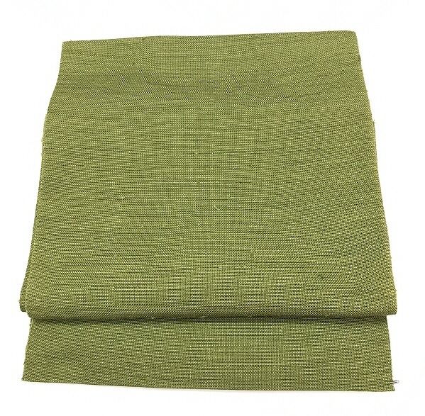 緑色 名古屋帯　絹 中古】 名古屋帯 正絹 グリーン無地 八寸 全通柄 - メルカリ