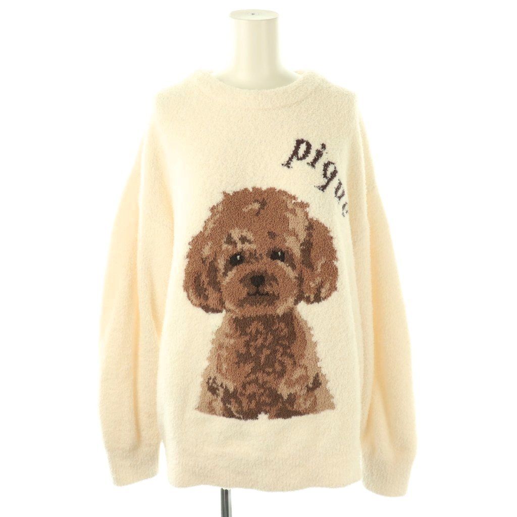 ジェラートピケ gelato pique 23 AW パウダーDOG 3柄JQDプルオーバー ニット セーター ルームウェア F オフホワイト ブラウン |ES OS