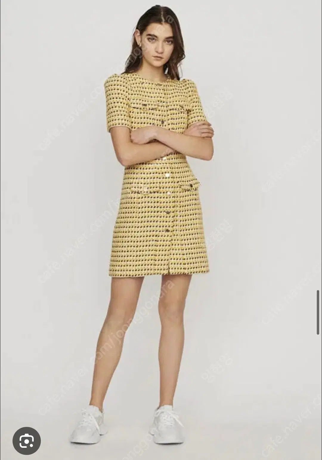 マージュ ツイード 金糸 POINT 半袖 ミニ ONE PIECE 34 サイズ