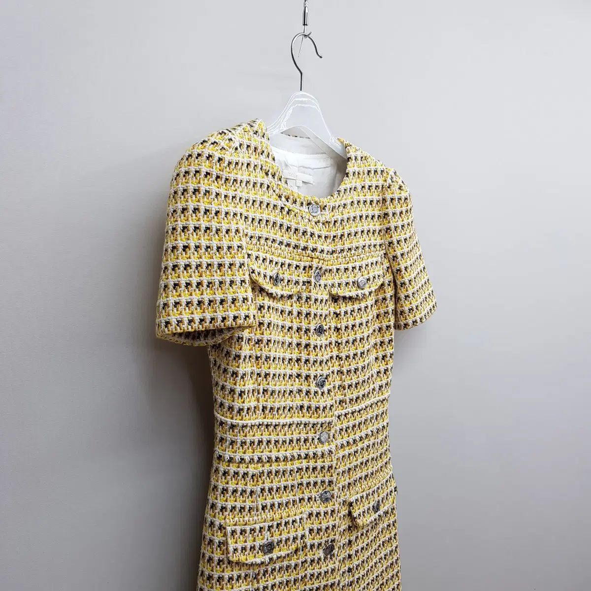  マージュ ツイード 金糸 POINT 半袖 ミニ ONE PIECE 34 サイズ 長袖 七分袖 ミニワンピース