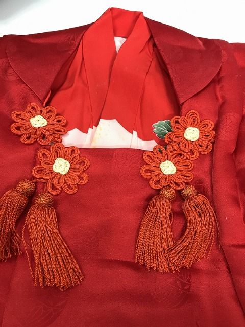 中古】七五三 正絹 3歳女児用 祝い着 着物 長襦袢 お被布 3点セット