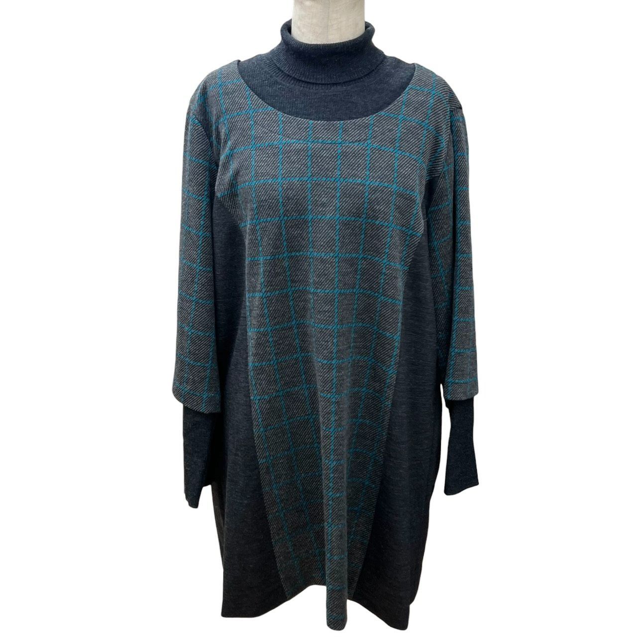 Leilian レリアン タートル ワンピース チュニック グレー系 ウール混 大きなサイズ 13＋