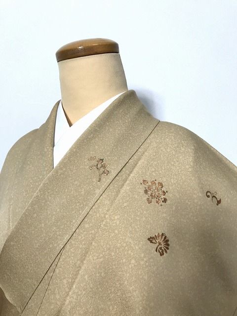 Sサイズ 正絹 訪問着 生成り地に花鳥模様 袷着物 着物 レディース シルク レディース着物 リサイクル着物 和服 和装 結婚式 結婚式服装 リサイクル着物訪問着シーズン冬