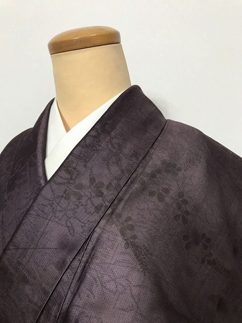 マラソンで使える25％OFFクーポン Lサイズ 夏着物 正絹 付け下げ 付下げ訪問着 紗 紫地に枝花模様 紗袷 最強配送
