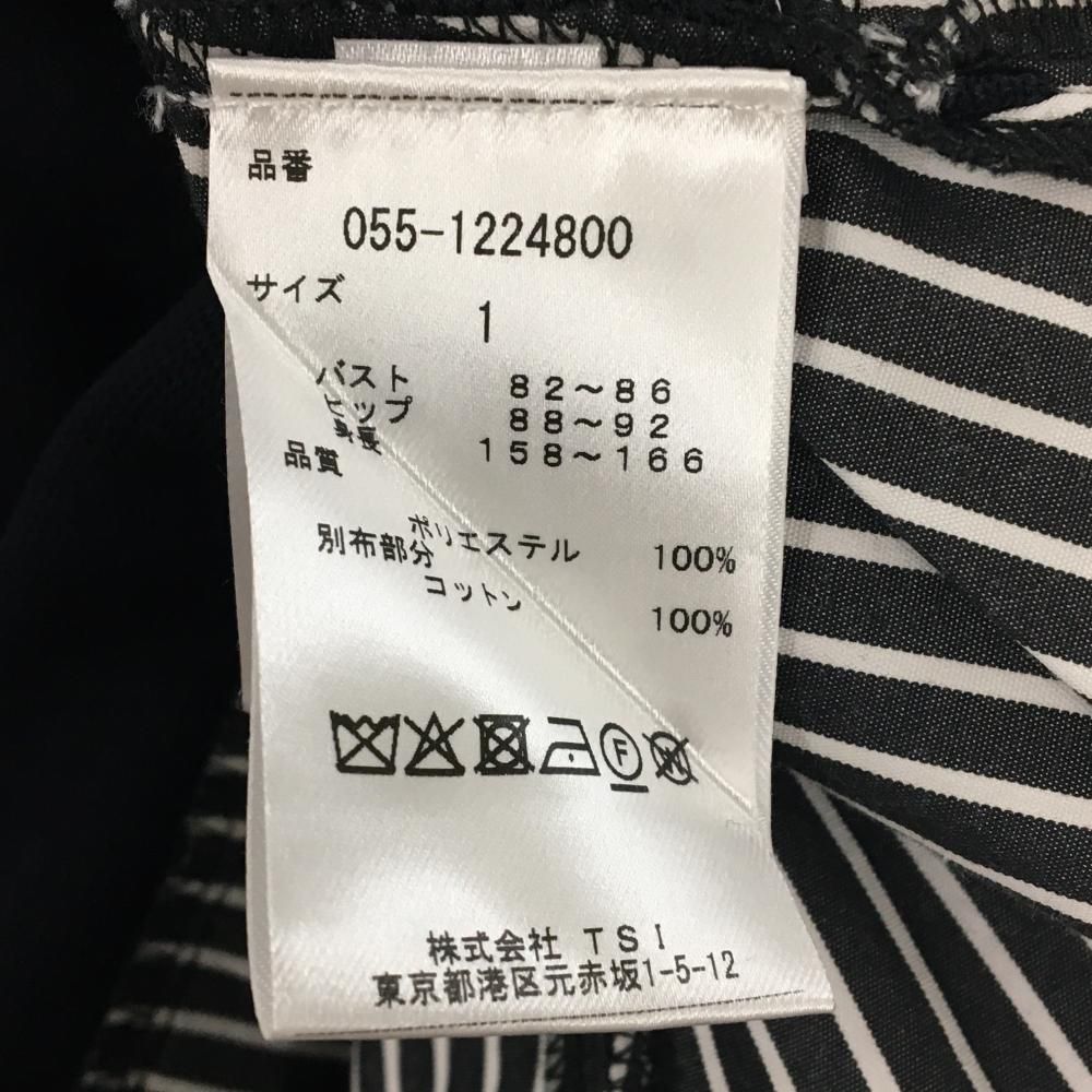 美品✨パーリーゲイツ ハイネック ニットワンピース ストライプ ベルト 1 ウエスト切替ハイネックニットワンピース [E3253] - レディース