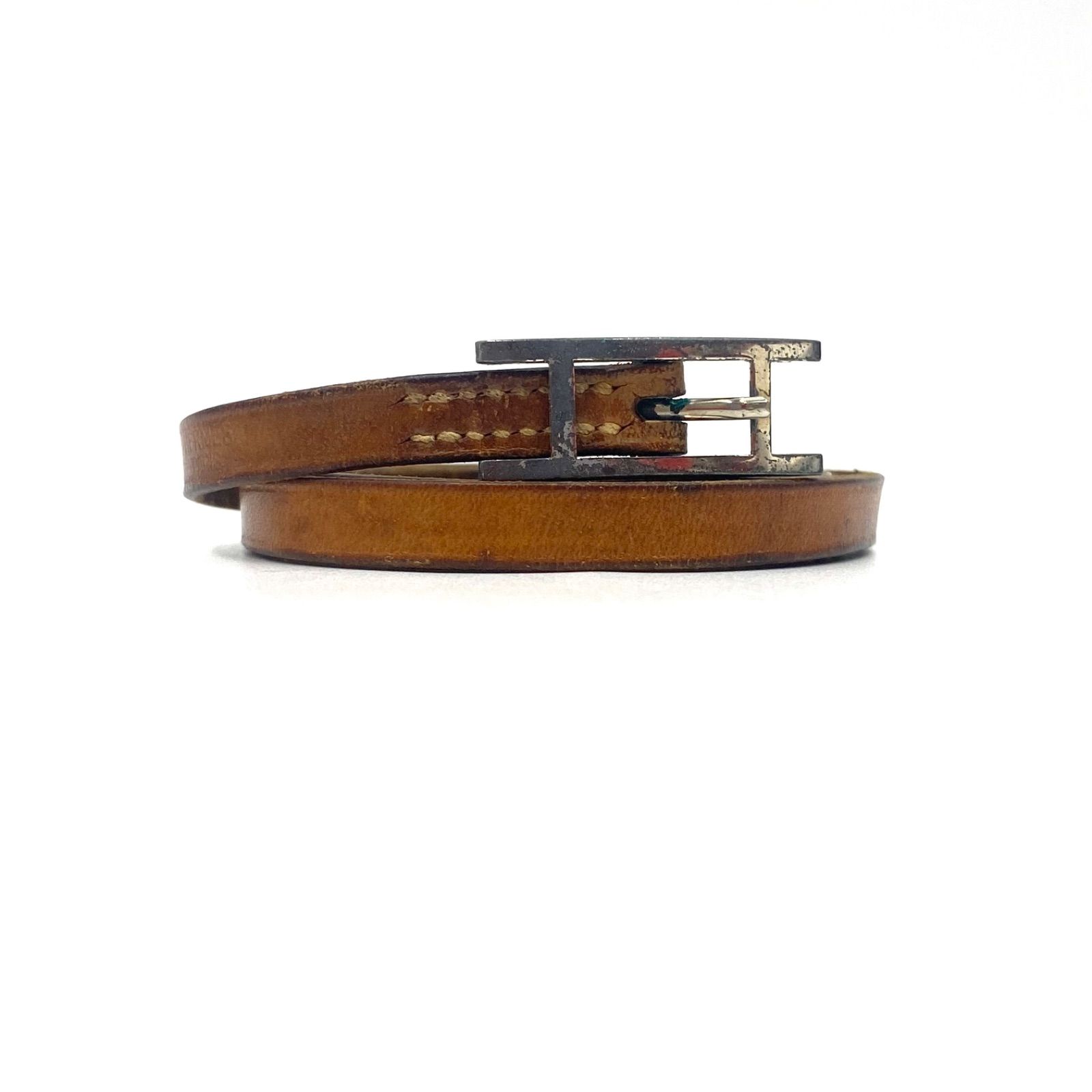 HERMES エルメス アピ3 ブレスレット バングル ブラウン レザー HERMES エルメス アピ3 ブレスレット バングル レザー ヴィンテージ