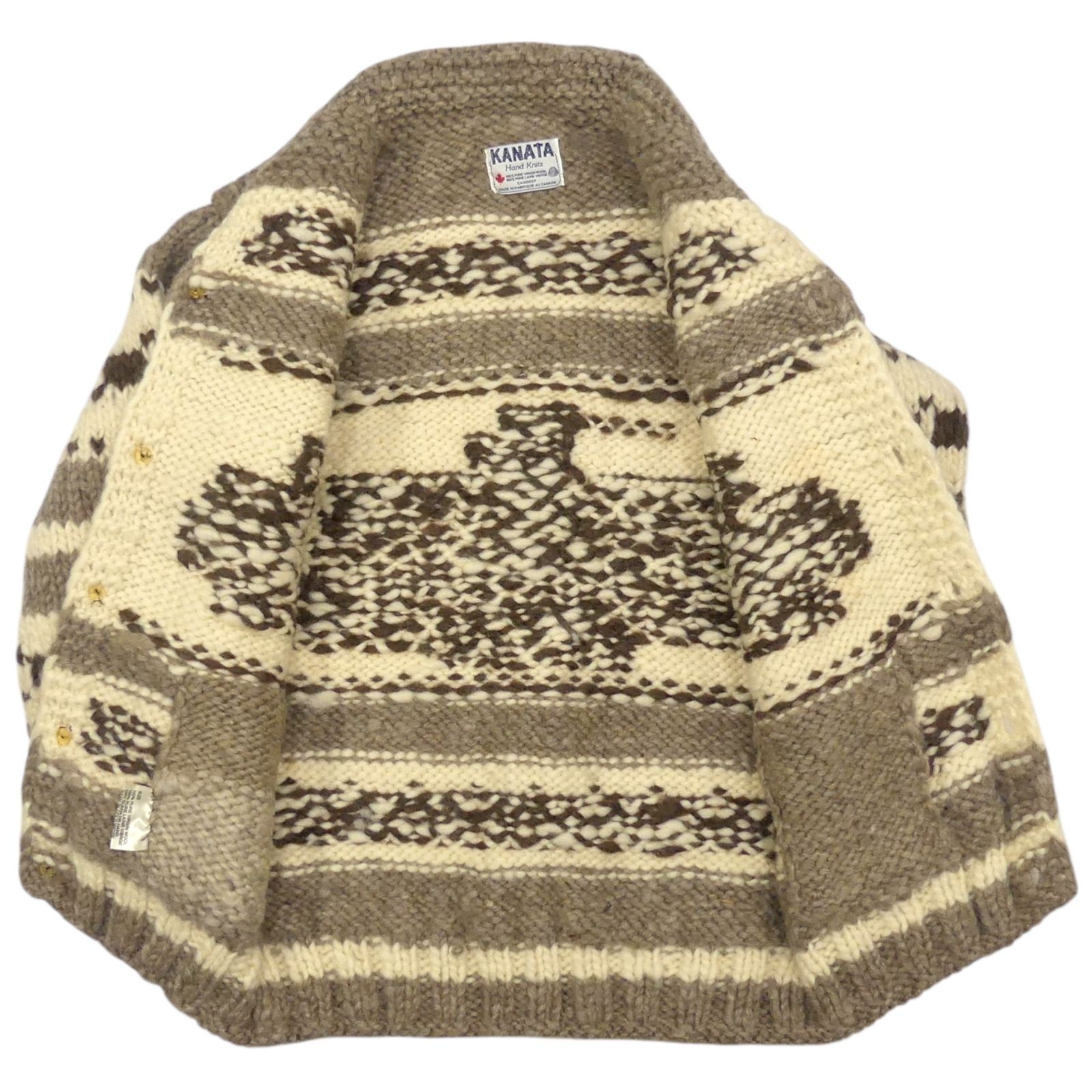 カウチンセーター kanata ニット XL カナダ製 カナタ 茶 ベージュ 生成