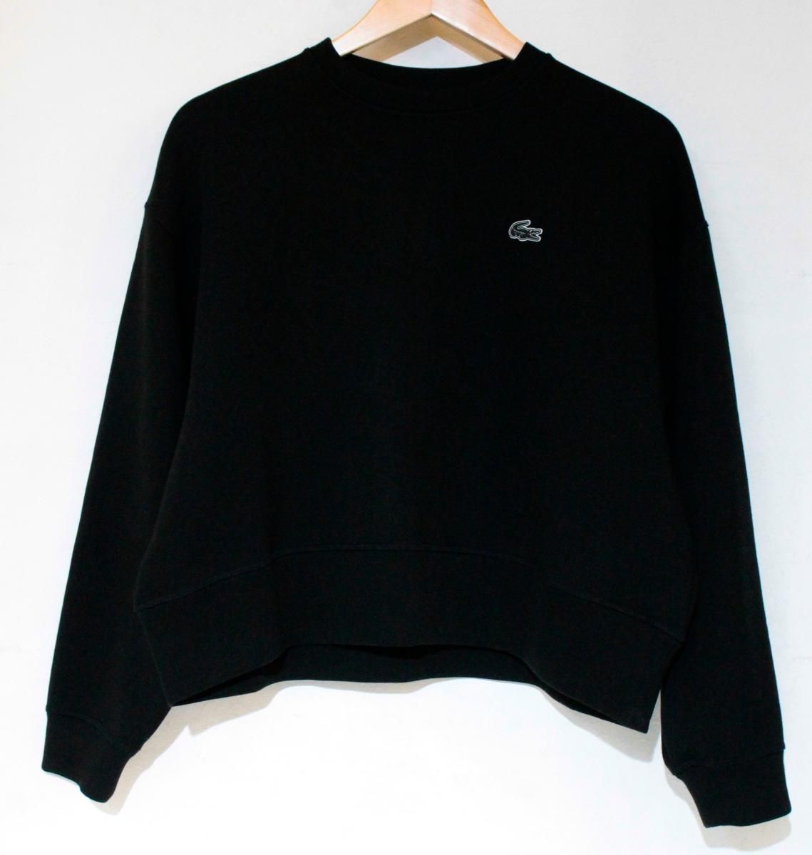 LACOSTE レディーススウェット 36 25 AW オーバーサイズクルーネックスウェット 黒 ブラック sf 5614