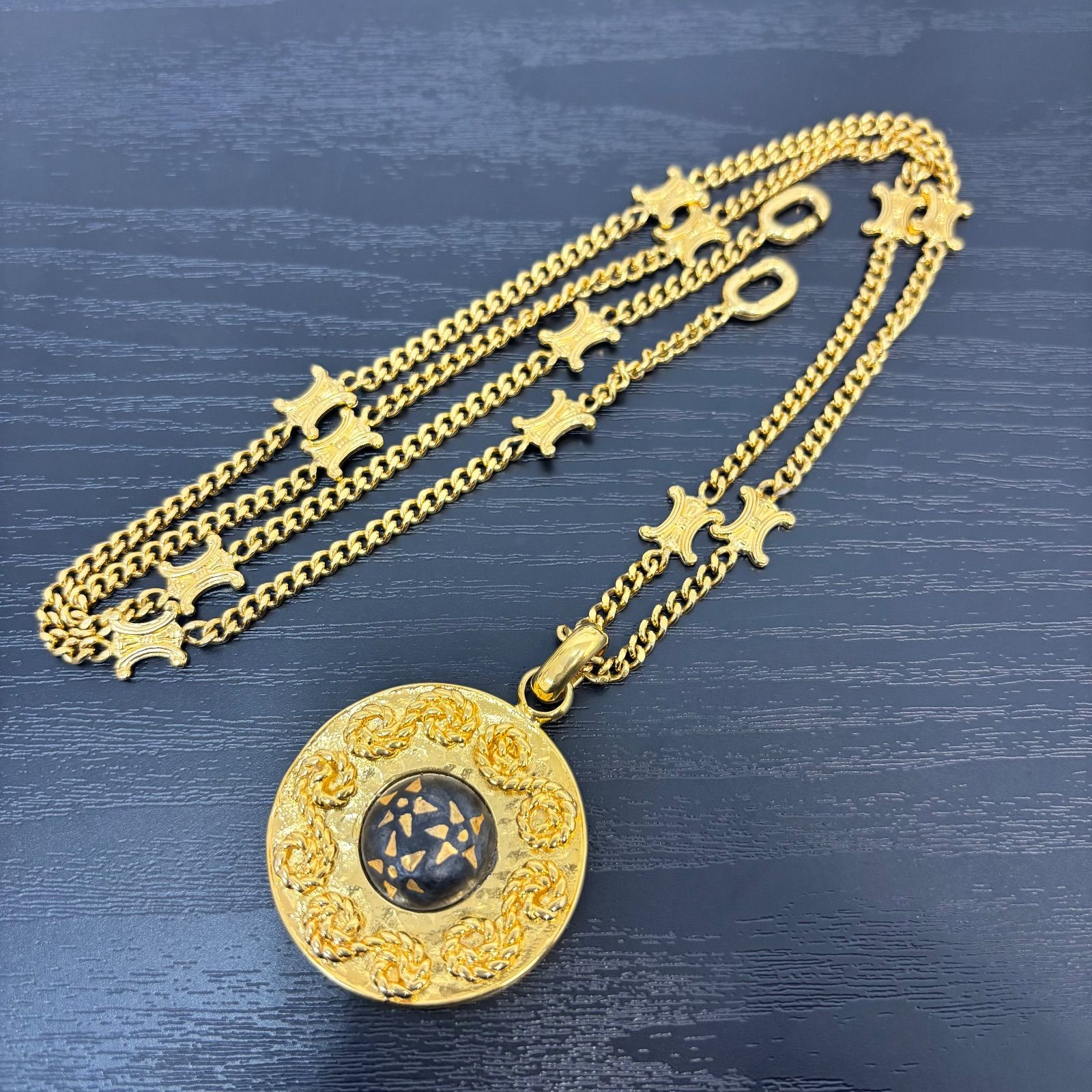 ◼︎ レアCELINE セリーヌ ネックレス ヴィンテージ 90 金 ゴールド 