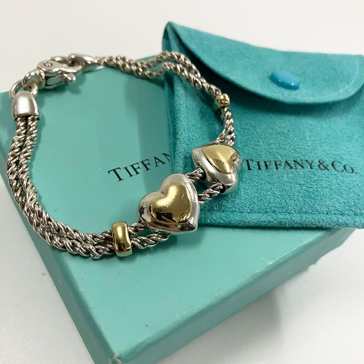 TIFFANY&Co. ティファニー ダブルロープ ハート ブレスレット 925 