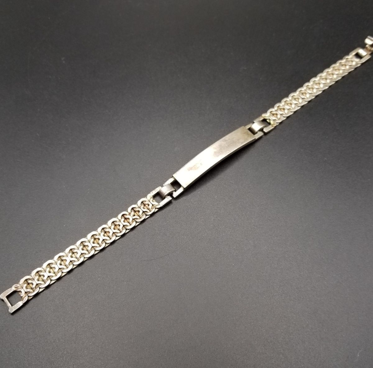 イタリア ヴィンテージ IDタグ 長方形プレート 925 シルバー 