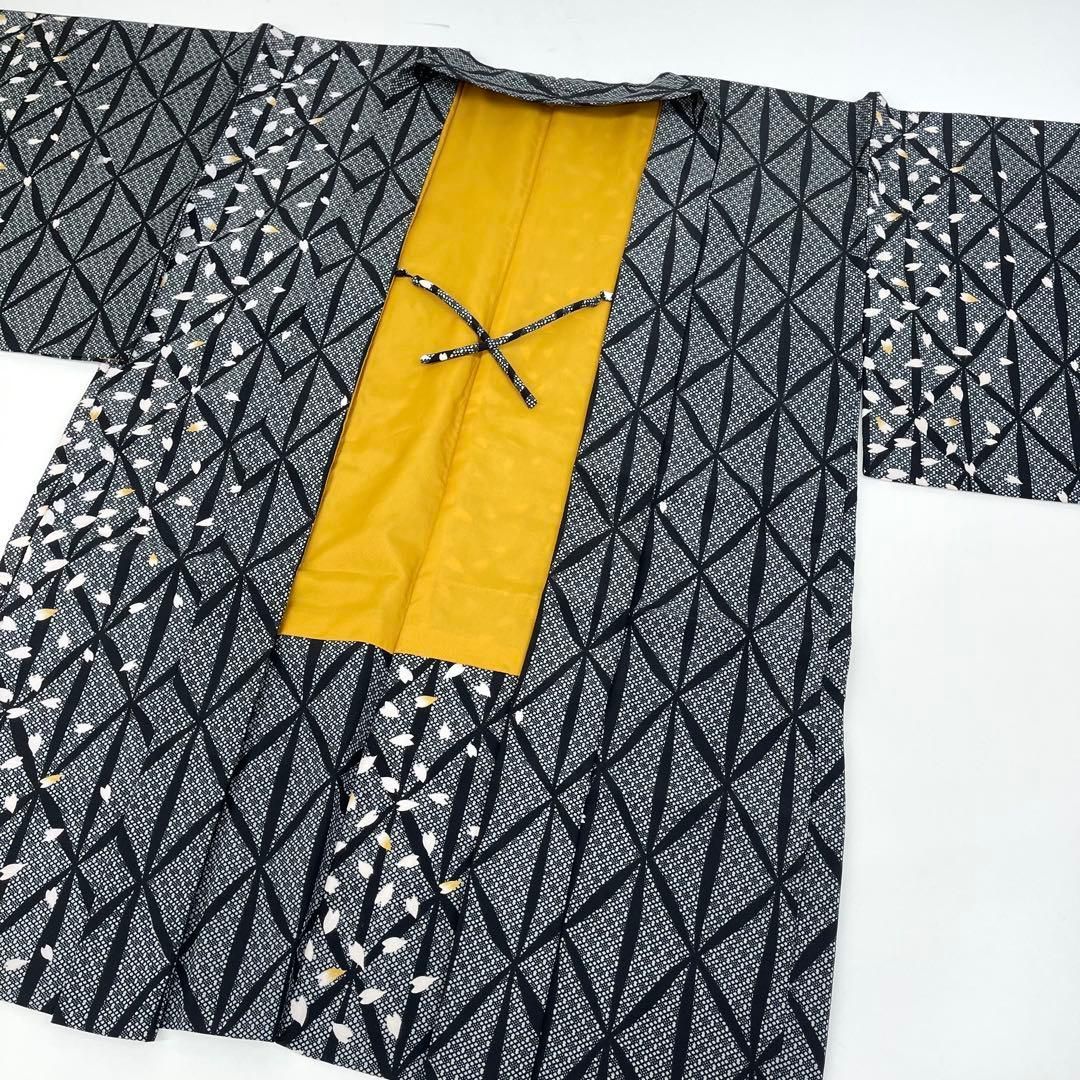 着物と帯 時流 ハ25948 t 洗える長羽織 リョウコキクチ 桜花弁 黒