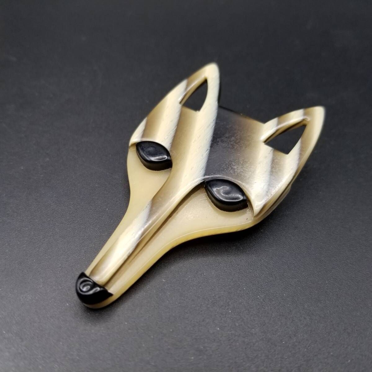 70'80's Lea Stein フランス ヴィンテージ キツネの顔 ブローチ Fox