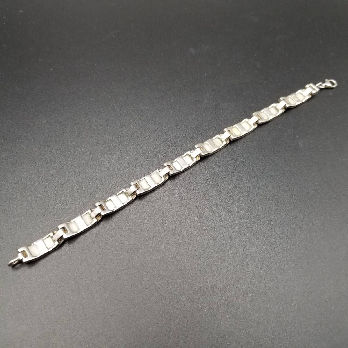 英国 ヴィンテージ MOP インレイ レクタングルチェーン ブレスレット