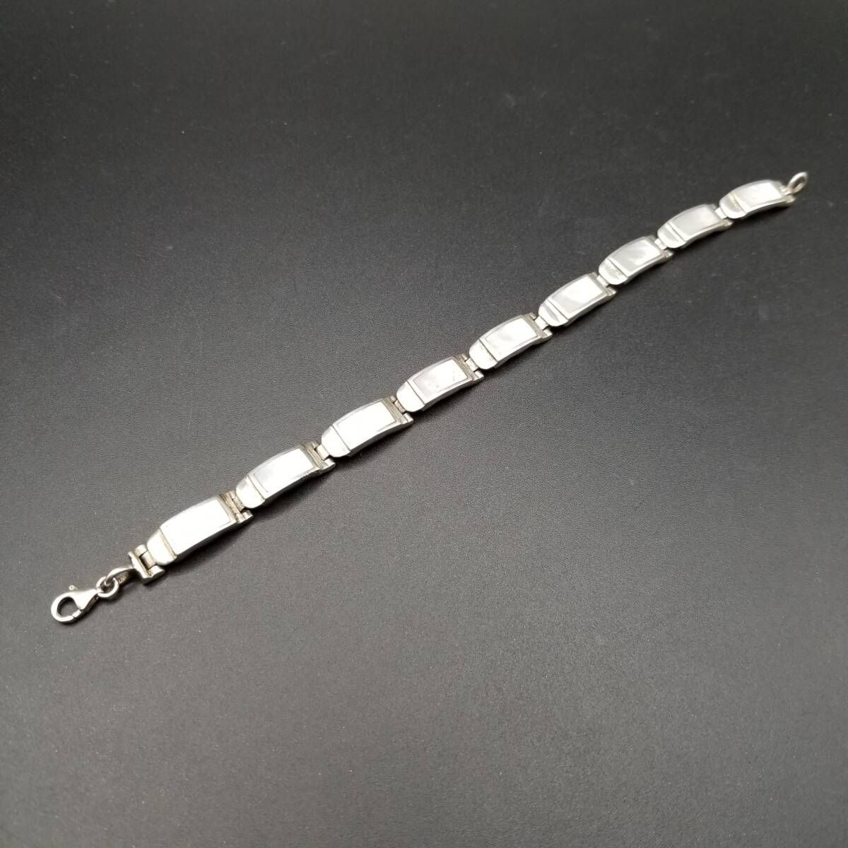 英国 ヴィンテージ MOP インレイ レクタングルチェーン ブレスレット