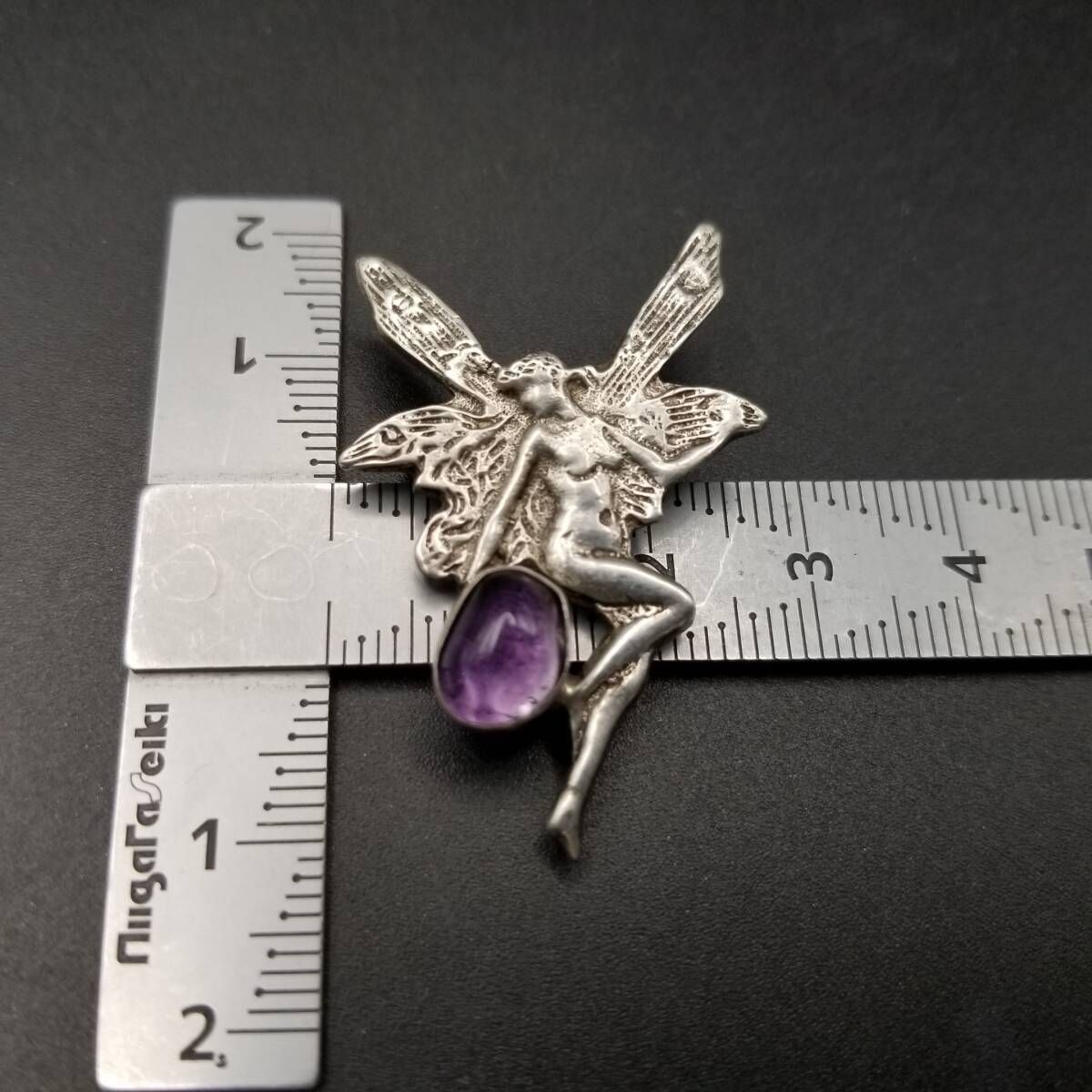 羽を広げる妖精 アメジスト 925 シルバー ヴィンテージ フェアリー