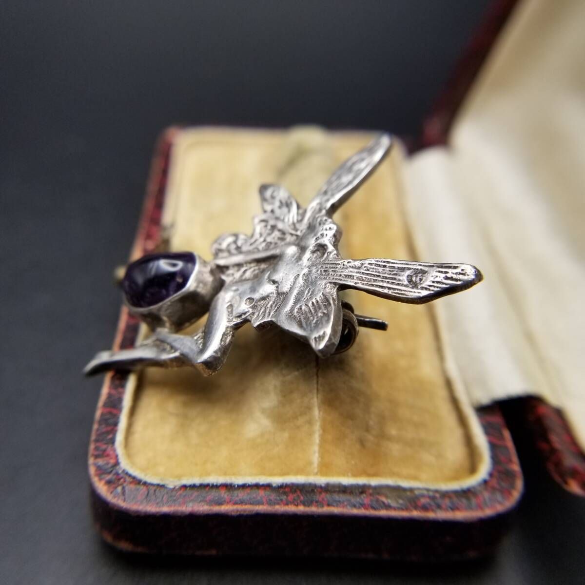 羽を広げる妖精 アメジスト 925 シルバー ヴィンテージ フェアリー