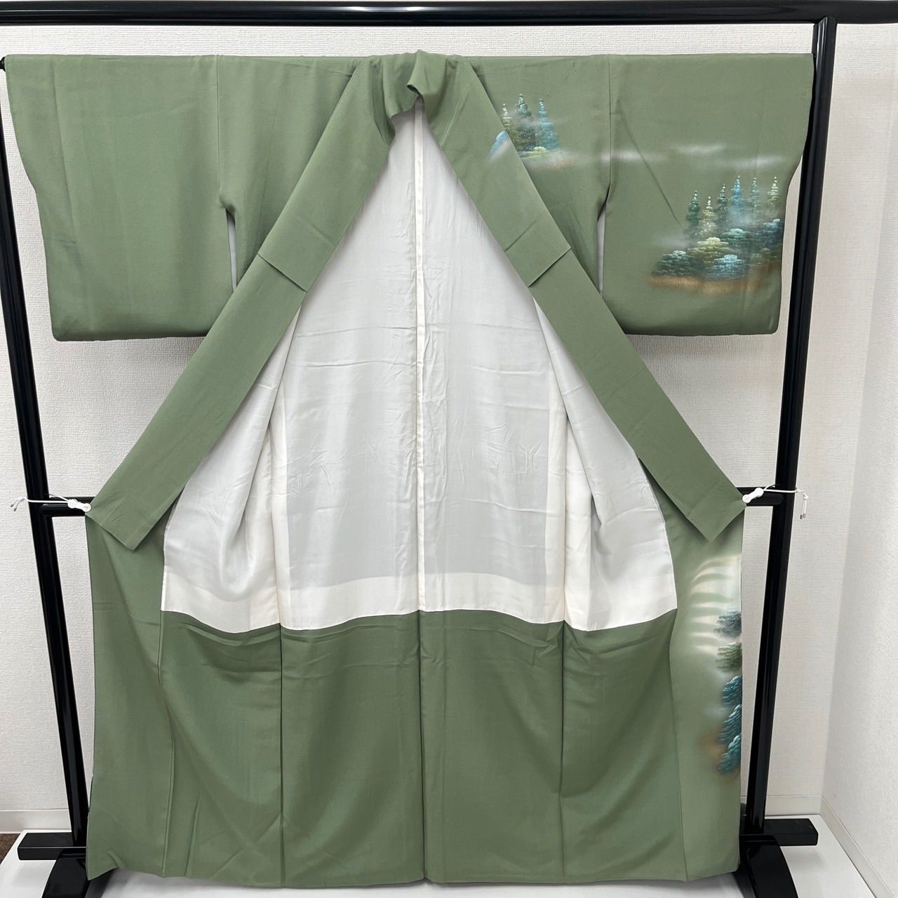 付け下げ 正絹 作家物 裄65.5 金彩 手描き 上品な加工 袷 袷 着物 MK