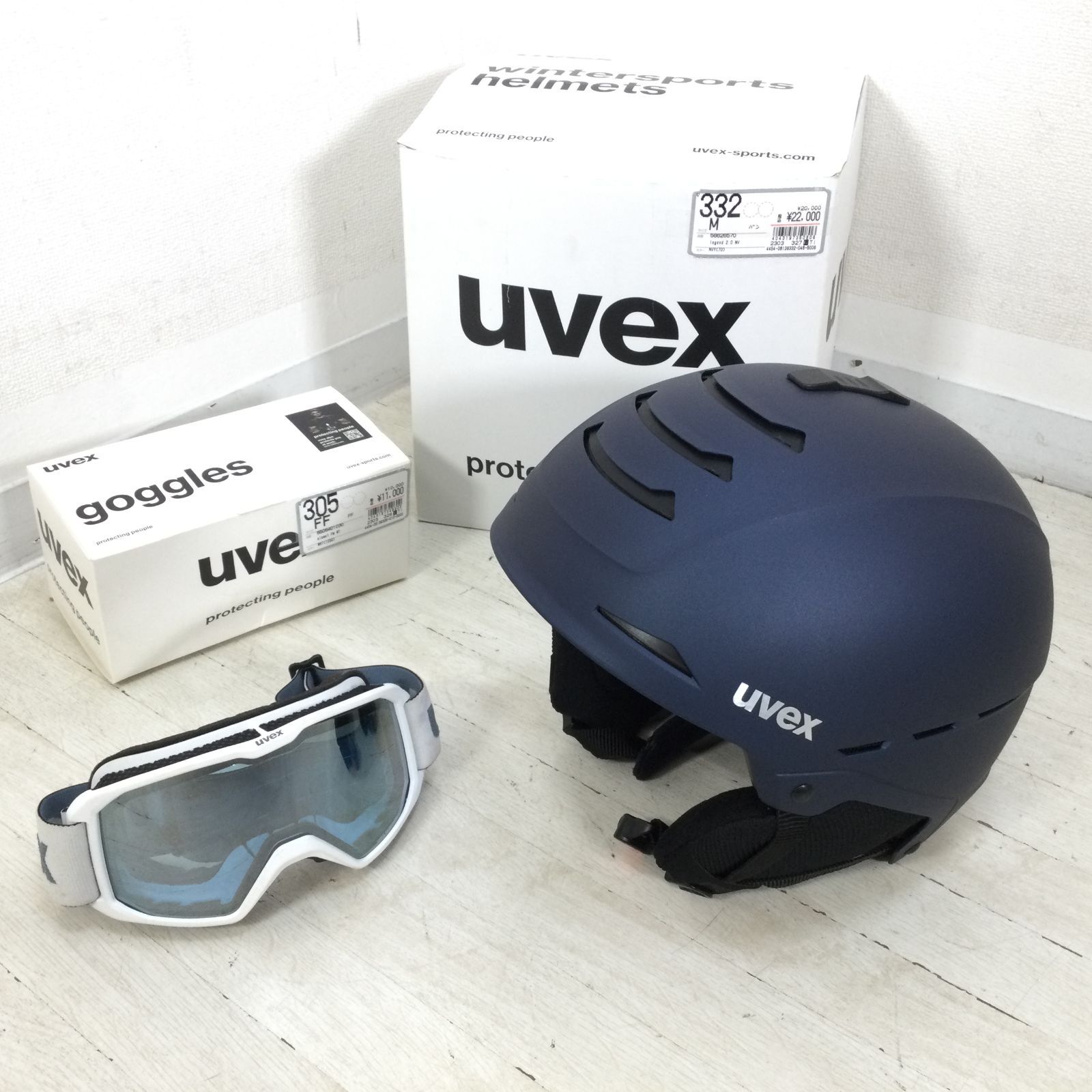1411 UVEX ウベックス ウィンタースポーツ用ヘルメット 332 M ゴーグル 305 FF セット スキー スノーボード