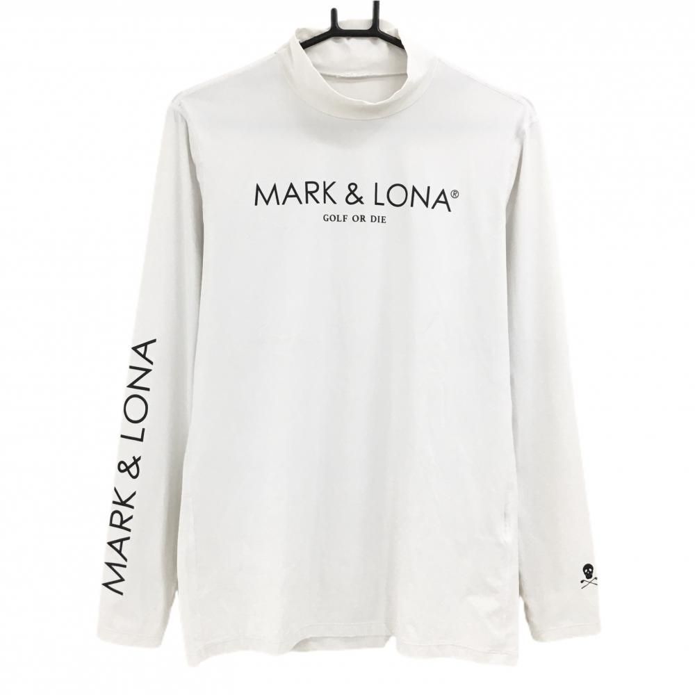 美品】マークアンドロナ ハイネックインナーシャツ 白 ロゴプリント