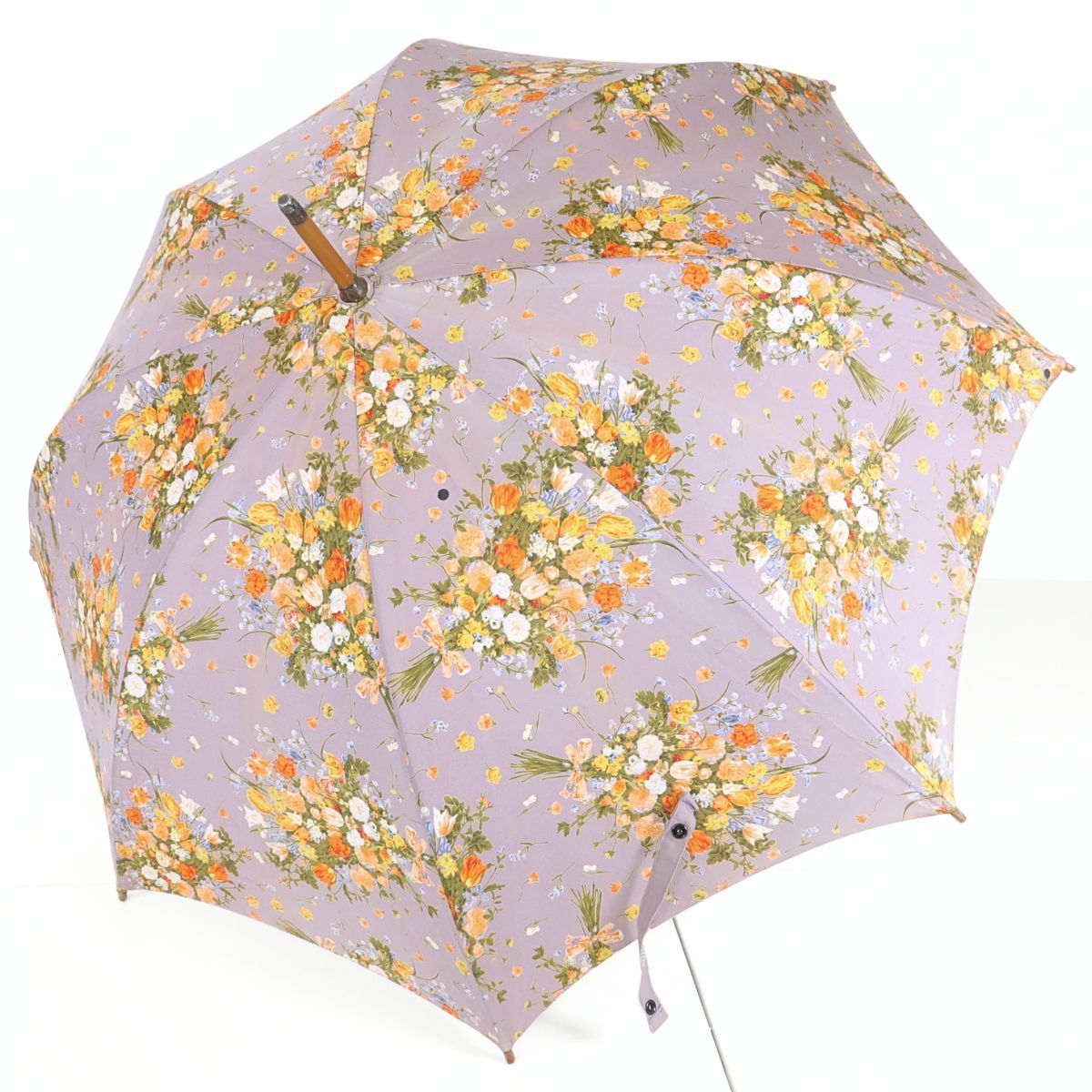 カネコイサオ 可愛い ブーケプリント 長傘 60㎝ ラベンダーパープル系 ＊ｋ4529