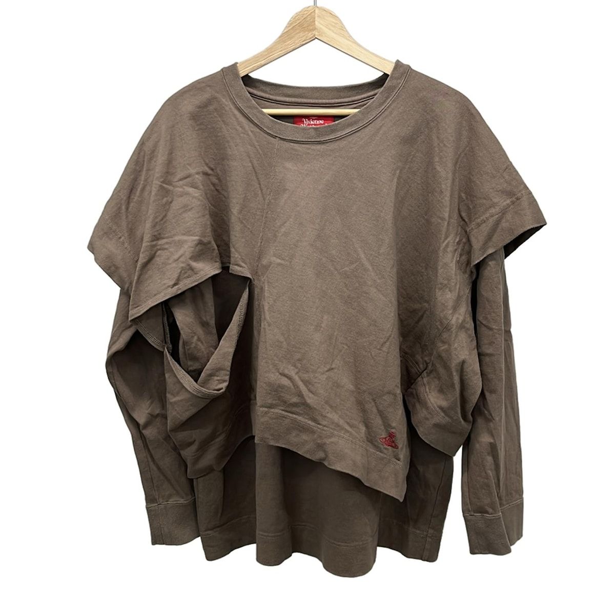 ヴィヴィアンウエストウッドレッドレーベル トレーナー サイズ00 XS レディース - ブラウン 長袖|変形デザイン|ロング丈