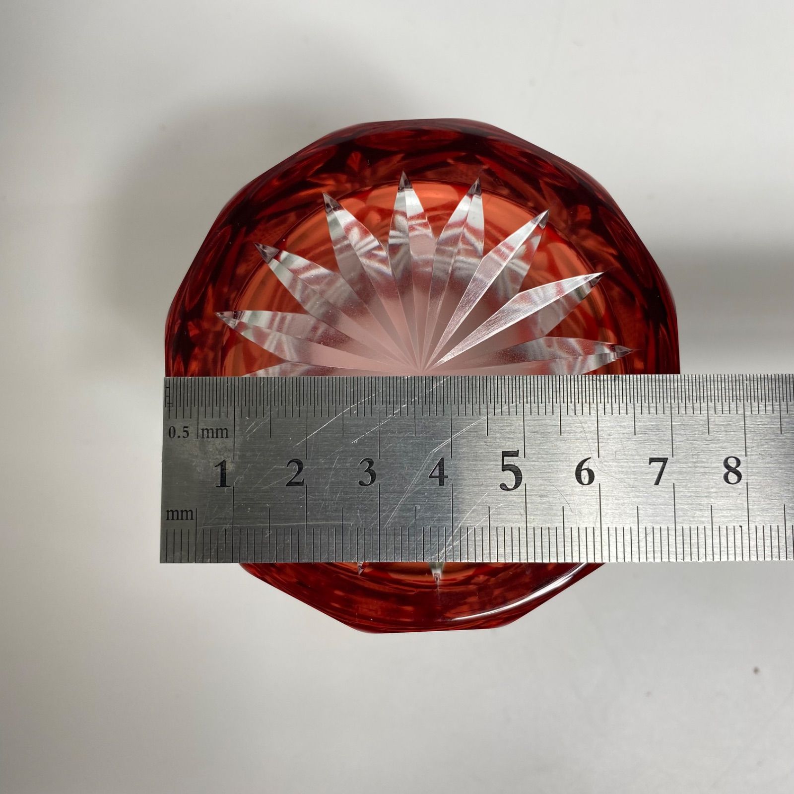 未使用 伝統工芸 正規 江戸切子 彩鳳 ペア ロックグラス 赤＆青 化粧箱