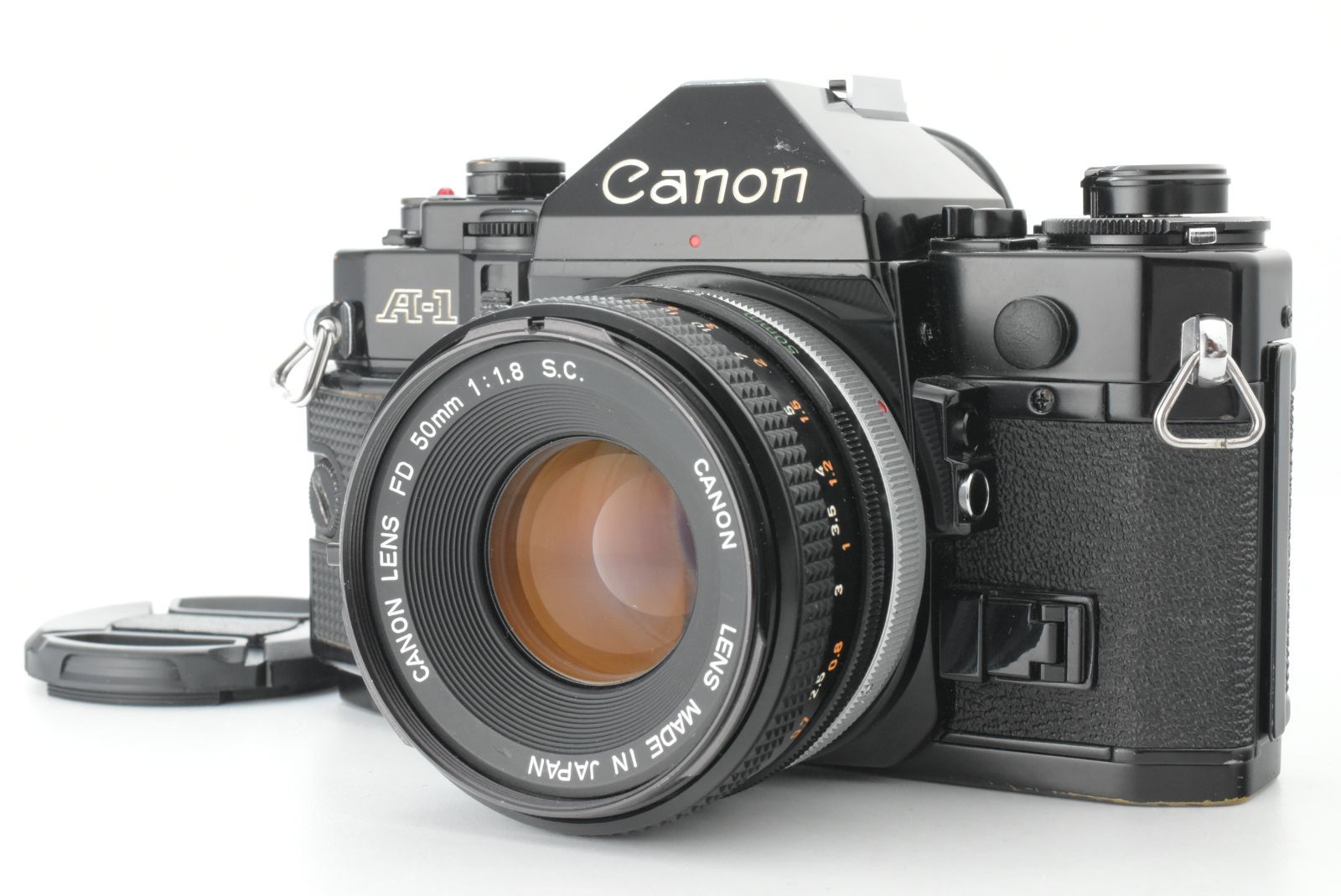 Canon A-1 Black Film Camera w FD 50 mm f 1.8 S.C. Lens キャノン フィルム一眼レフカメラ ブラック EF-TN-JP 1691