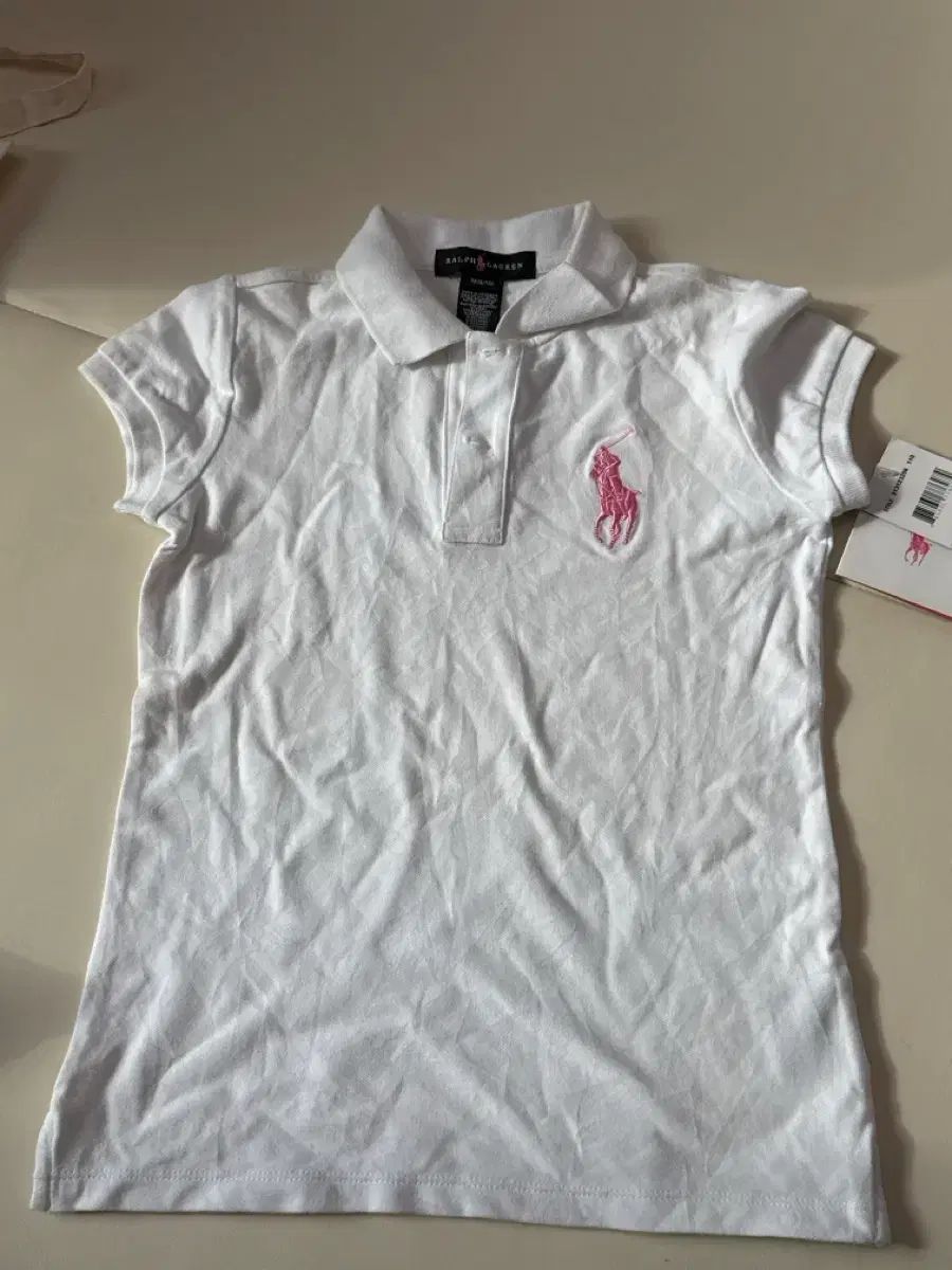 豊富な，100%新品 ポロラルフローレン 白 半袖 カラーTシャツ 女の子 m(8/10) 新品 Tシャツ