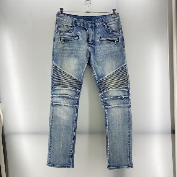 バルマン　デニムパンツ　バイカーデニム　蛇腹　スキニー　14SS　Lサイズ バルマン デニムパンツ バイカーデニム 蛇腹 スキニー 14SS Lサイズ 29