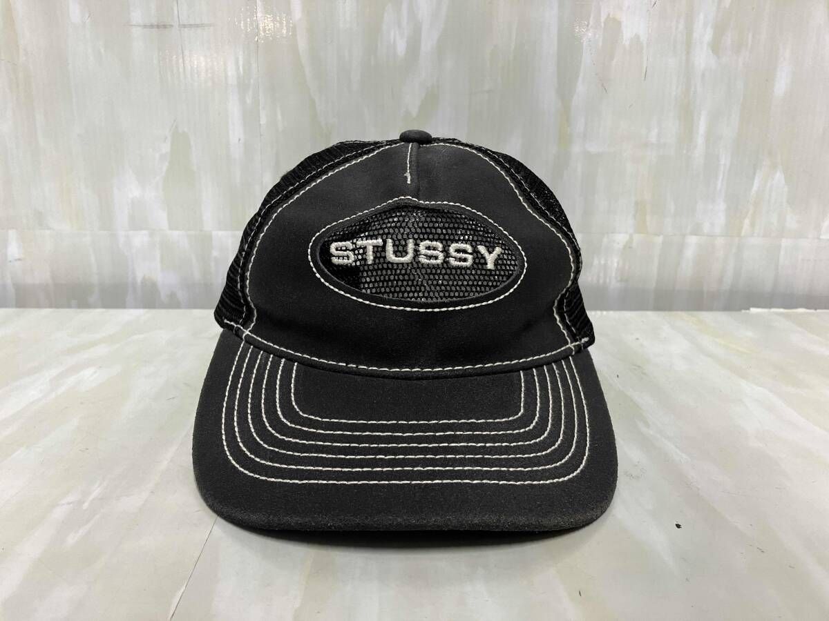 STUSSY 24 SS LOW PRO TRUCKER CUT-OUT LEATHER SN 1311138 ステューシー トラッカーキャップ メッシュ ブラック 57 cm