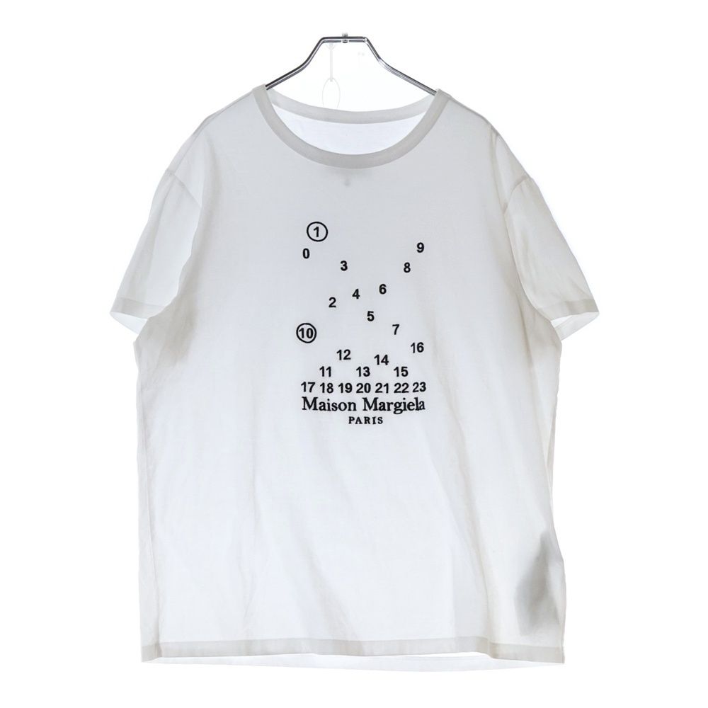 Maison Margiela (メゾンマルジェラ) 23SS カレンダーグラフィック刺繍 半袖Tシャツ クルーネックカットソー ホワイト S50GC0684 S22816