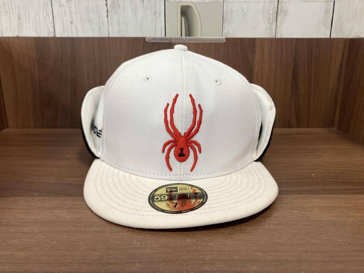 ERA ニューエラ supreme シュプリーム スパイダー ホワイト 汚れ 使用感有り 歪み 変形 折れ跡 59 fifty 61.5 cm EARFLAP