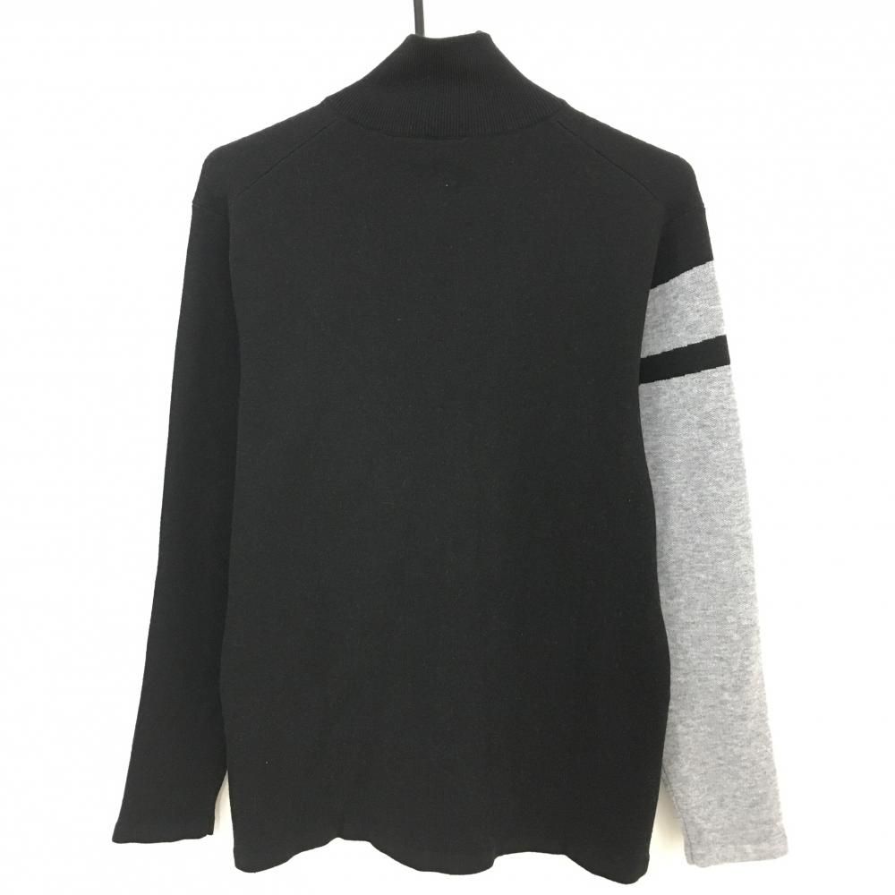 美品】デサントゴルフ ハイネックセーター 黒×グレー ハーフジップ 肩