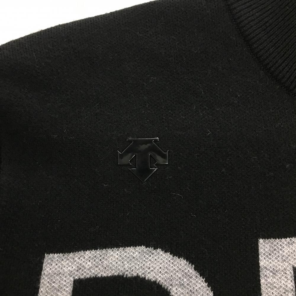 美品】デサントゴルフ ハイネックセーター 黒×グレー ハーフジップ 肩
